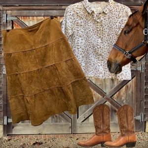 suede•tiered prairie skirt